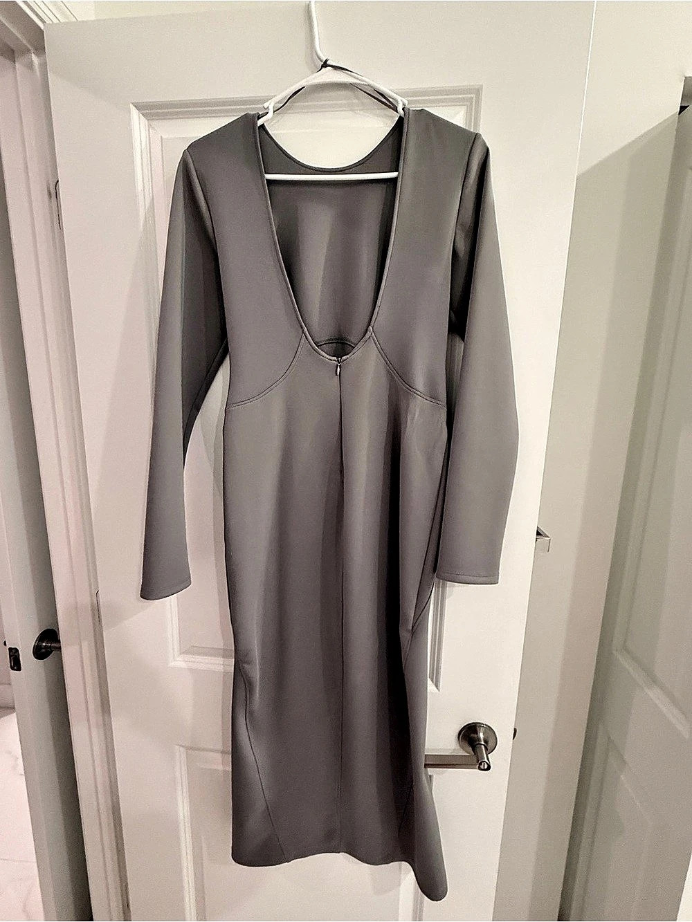 Zara Long Sleeve Midi Dress in Gray Size Medium NWT